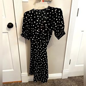 Black Polka Dot Wrap Dress.